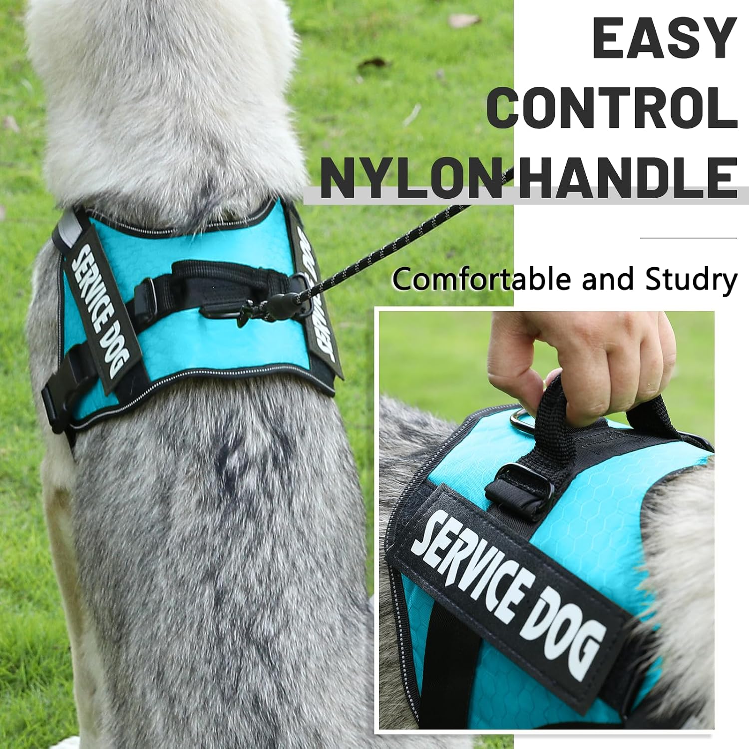 Detalle de Belababy Soft No Pull Dog Harness XS (Light Blue) – Adjustable assistance service vest with safety buckle