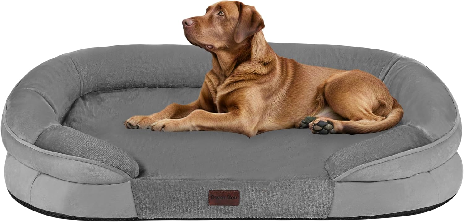 Detalle de Dwanton X-Large Orthopedic Dog Bed Sofa, 45-Inch Gel Memory Foam, Waterproof Liner