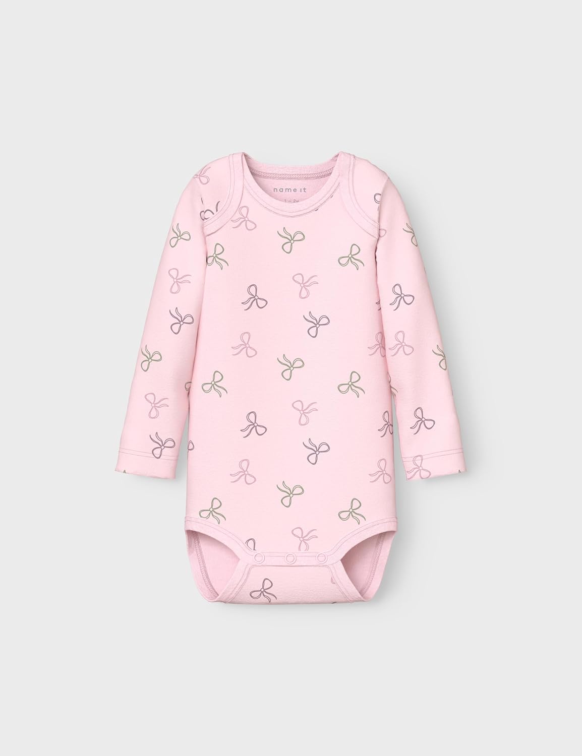 Detalle 2 de NAME IT Nbfbody 3P Ls Barely Pink Bow Noos – Lot de 3 bodys à manches longues