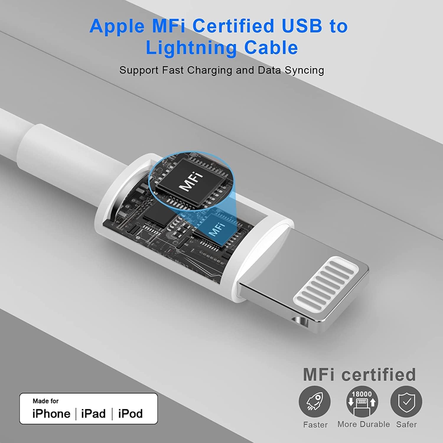 Detalle de Apple iPhone Charger 6FT MFi Lightning Cable 2-pack