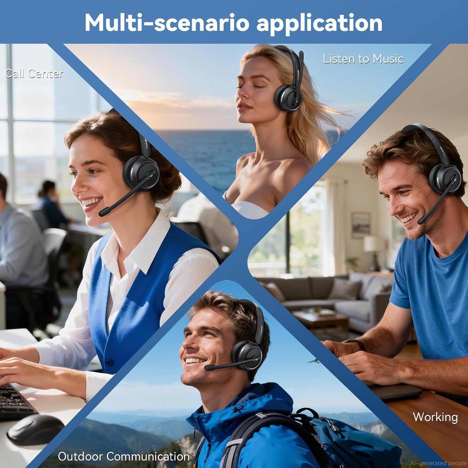 Thumbnail 6 de Waxop Wireless Headset with Mic for Work: Noise-Canceling Bluetooth Comfort for Calls