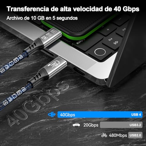Detalle 2 de EUDOBEL USB 4 Thunderbolt 3m 🌐 40Gbps 8K/4K Video