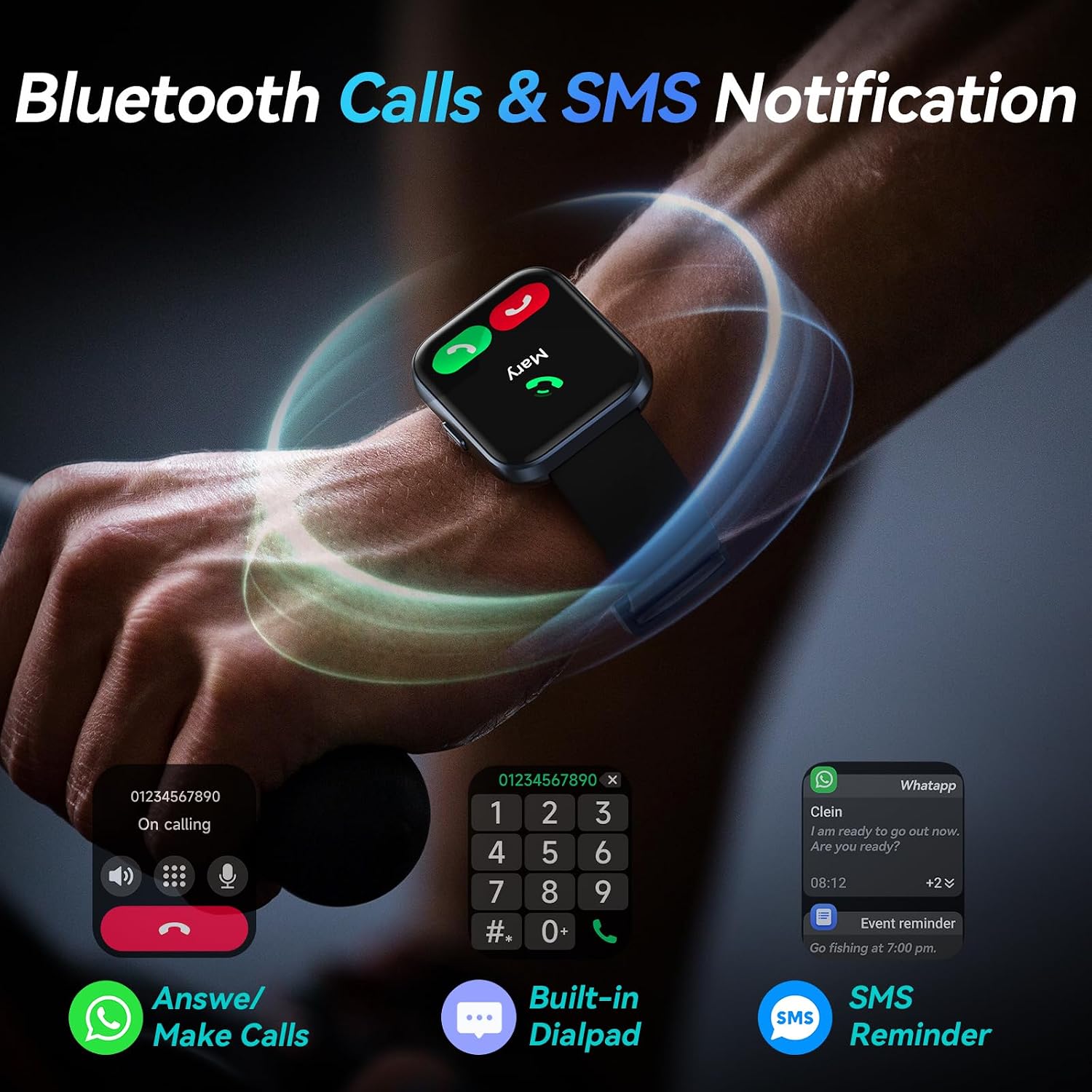 Detalle de Smart Watches for Men: Alexa Built-in, 1.8" HD Display, 110+ Sport Modes, IP68 Waterproof