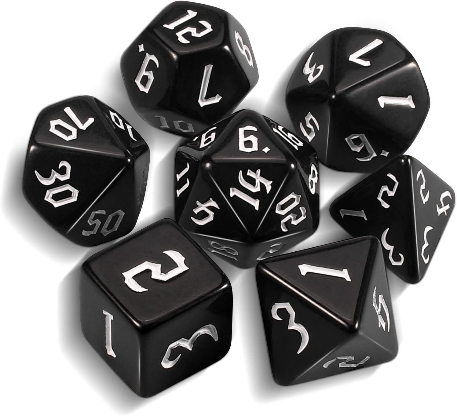 Set di dadi poliedrici QMAY DND da 7 pezzi (D20, D12, D10, D8, D6, D4) con sacchetto in velluto
