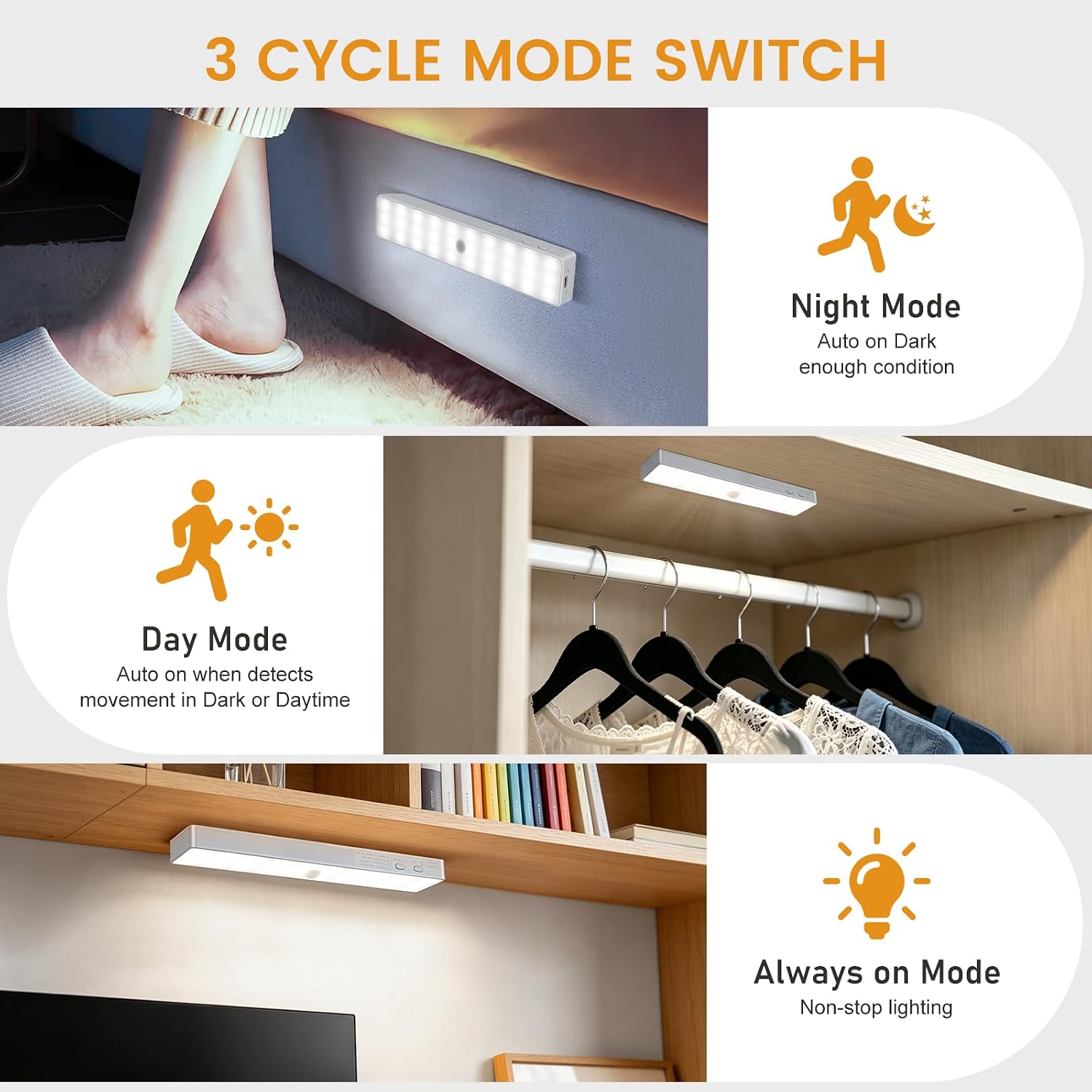Detalle 2 de Racokky Under Cabinet Lights with Charging Station: 6 Pcs Rechargeable Motion Sensor LED Kit