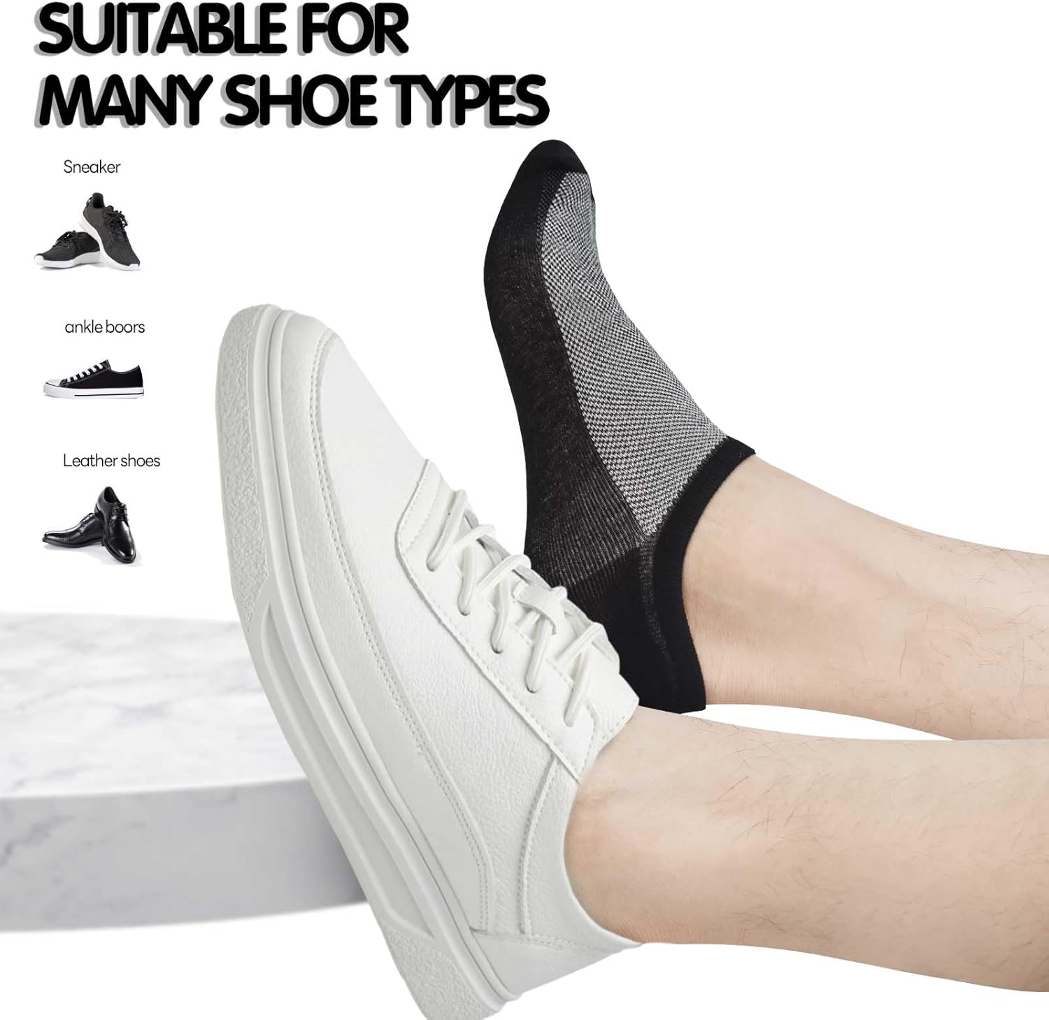 Thumbnail 5 de ARERWA No Show Socks Mens – 8 Pairs Non-Slip Invisiable Low Cut Cotton Trainer Socks