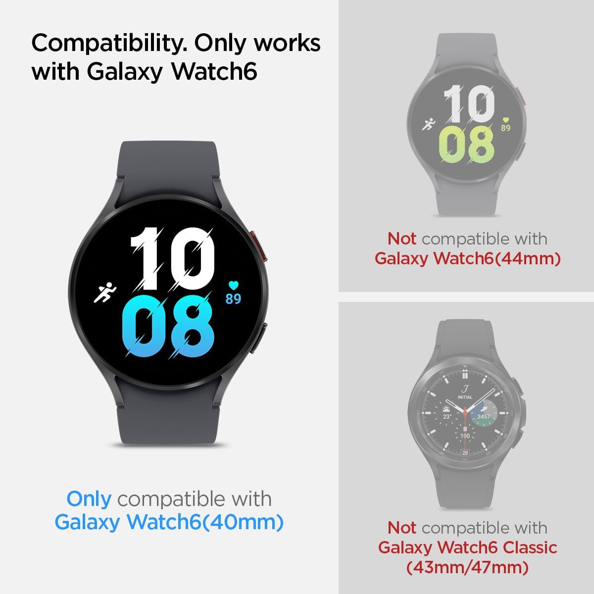 Detalle 2 de Spigen Glas.tR EZ Fit - Protector Pantalla Samsung Galaxy Watch 6 🕛