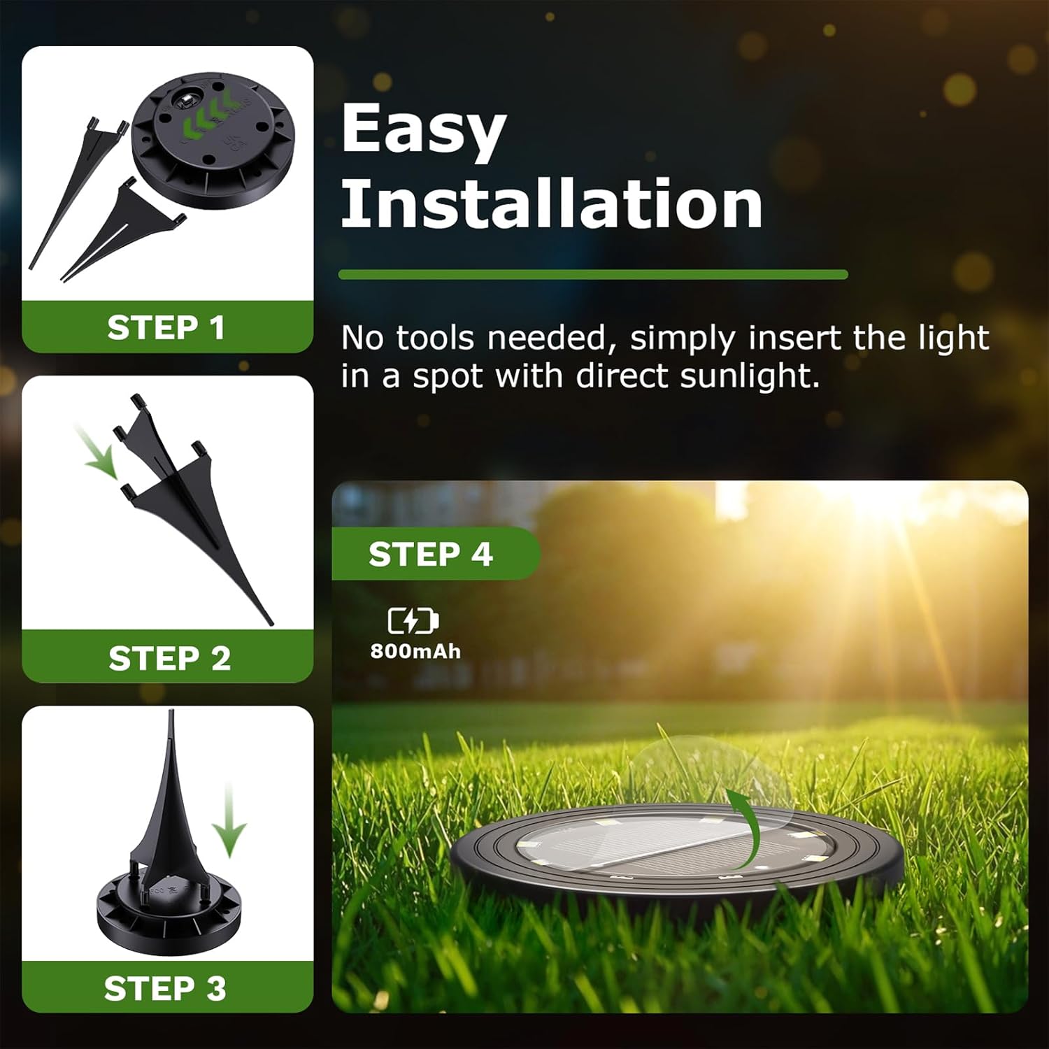 Thumbnail 5 de Famgoods Solar Ground Lights (8 Pack): IP68 Waterproof Path Lighting for Gardens and Lawns