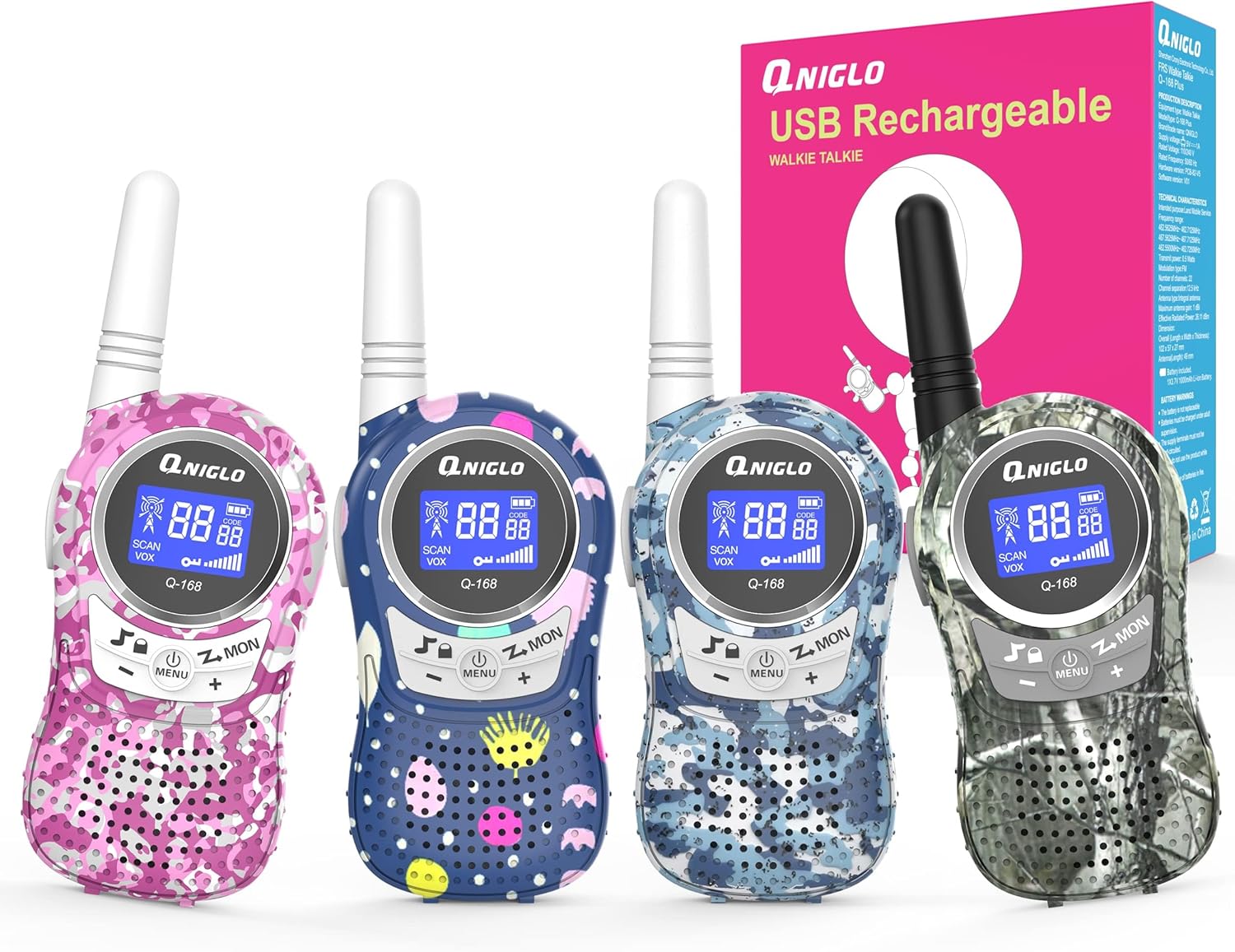 QNIGLO Q168Plus Talkie-Walkie Camouflage 4-pack