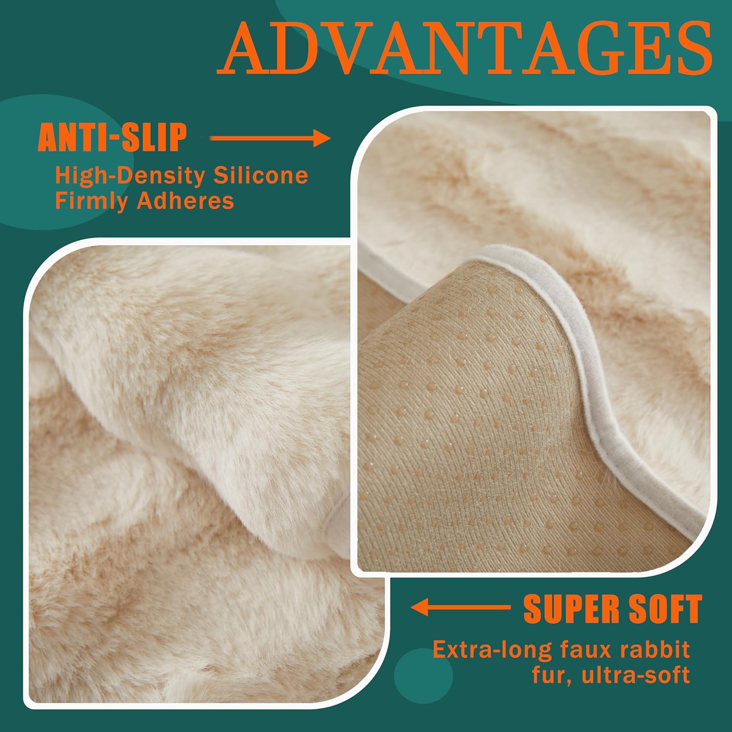 Detalle 1 de Cshionary FF Fuzzy Sofa Cover, White Plush Polyester, Non-Slip