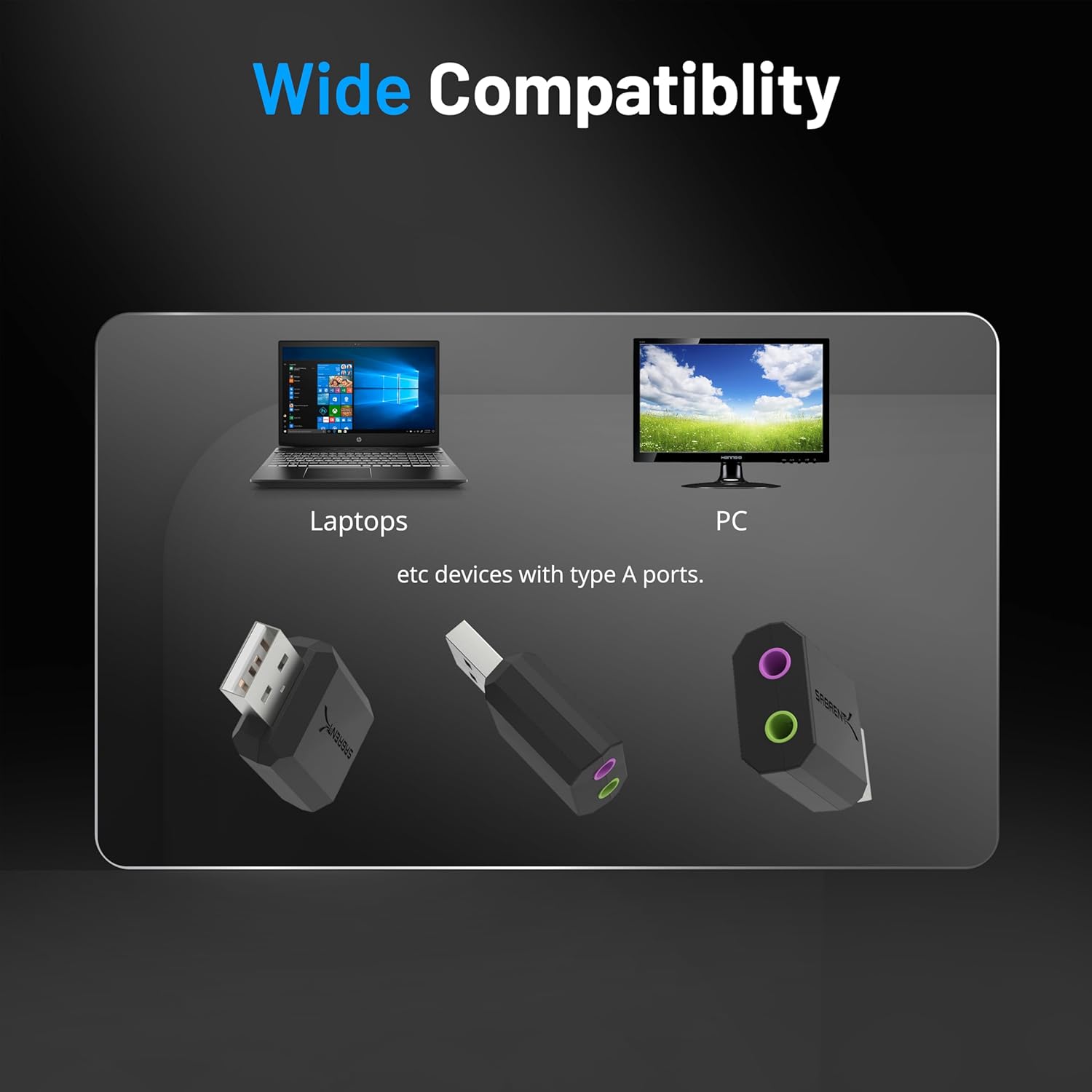 Thumbnail 3 de SABRENT USB to AUX Adapter (AU-MMSA) – external USB sound card with 3.5mm jack for headphones & mic