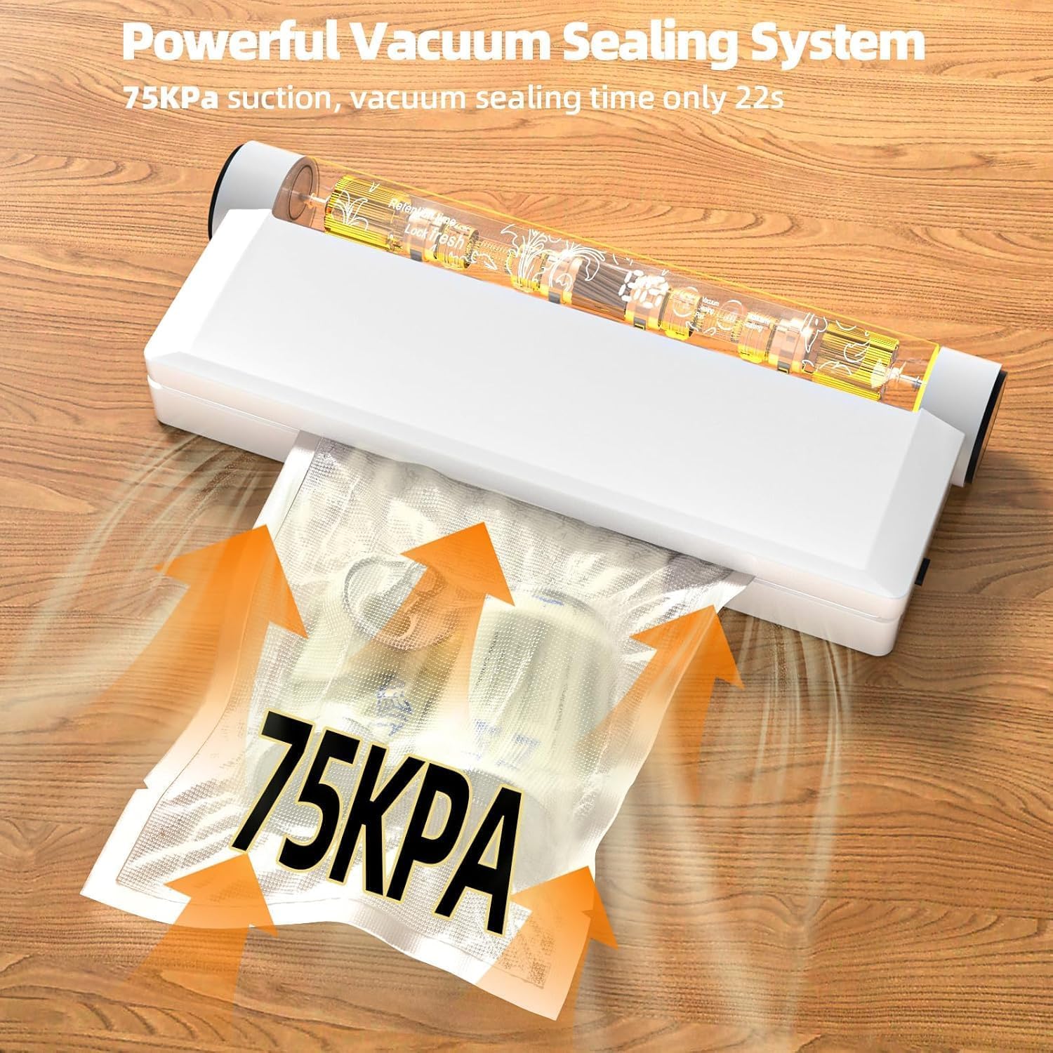 Thumbnail 5 de Compact Food Vacuum Sealer Machine with 75KPA Suction — Dry & Moist Modes, LED Timer, 20 Bags Included