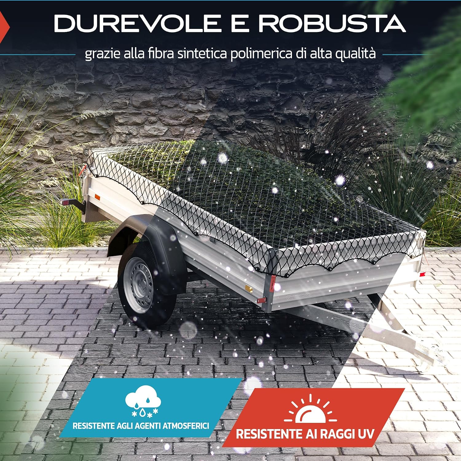 Detalle de Rete per rimorchi TRIBURG elastica con 20 bottoni rotondi (da 1x2 m a 2x3 m)