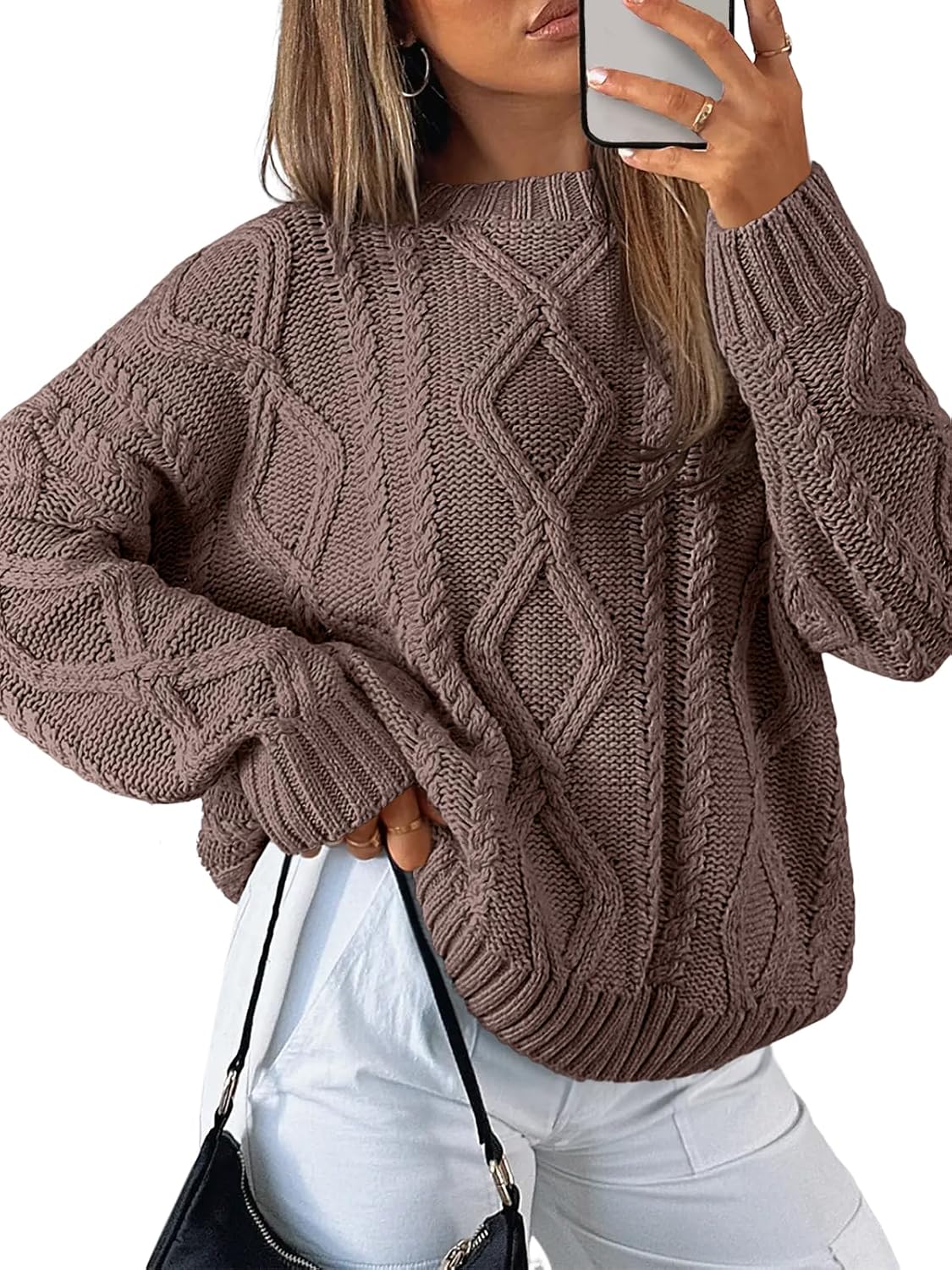 Thumbnail 6 de Trendy Queen Oversized Cable Knit Crewneck Sweater