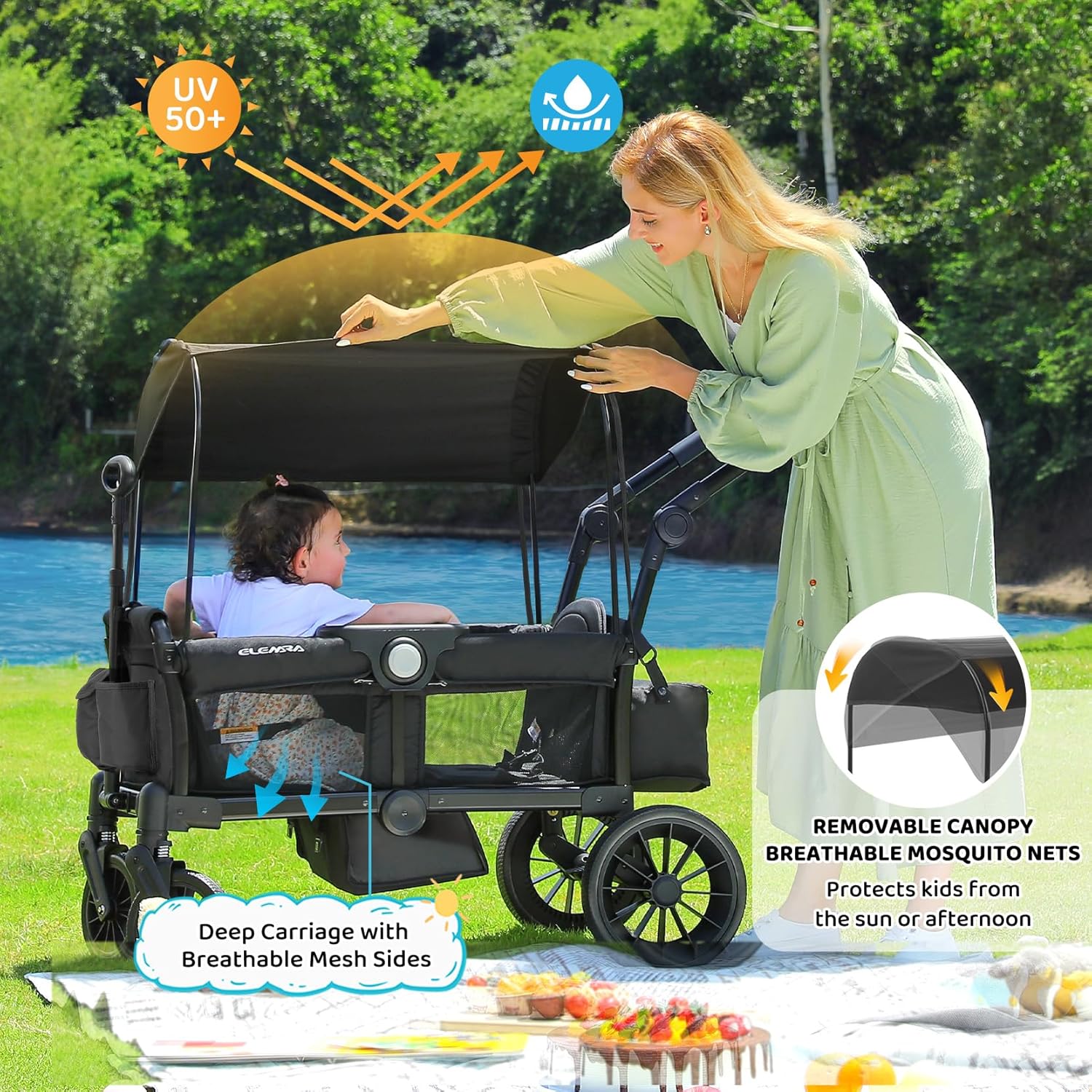 Thumbnail 4 de ELEMARA Stroller Wagon 110 lbs capacity