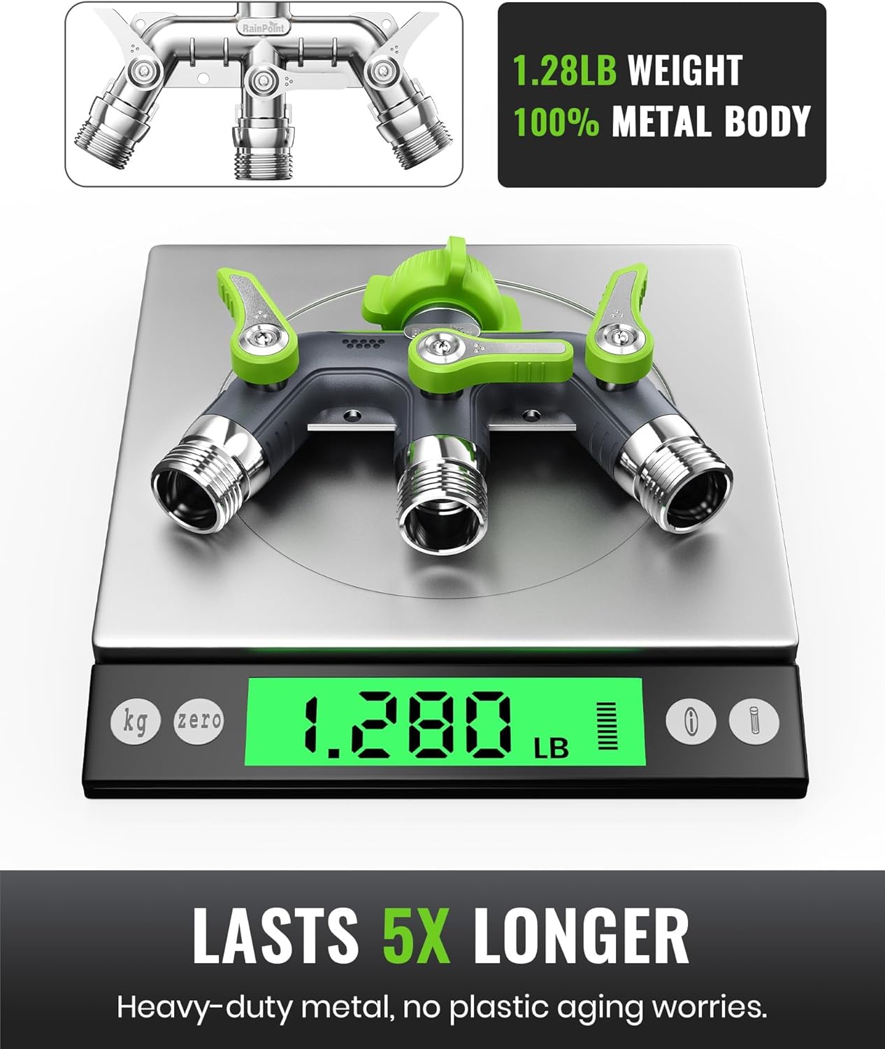 Thumbnail 1 de RAINPOINT 3-Wege-Verteiler Wasser aus Metallgehäuse, 3/4 Zoll