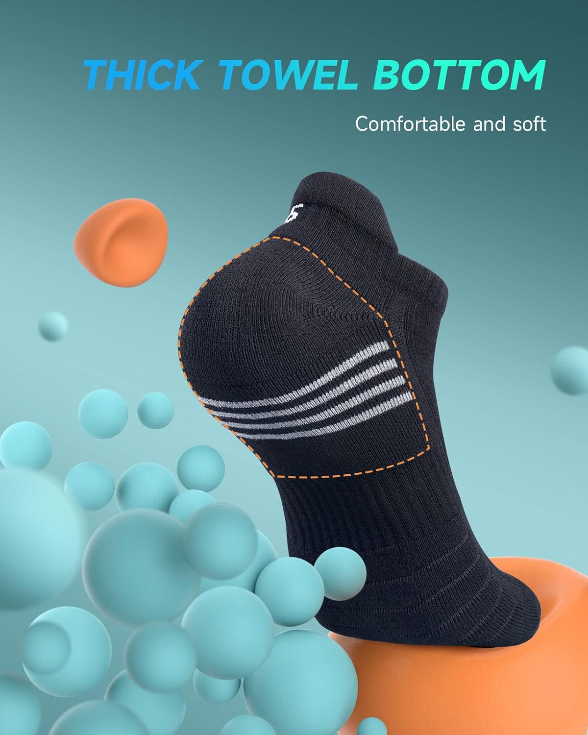 Thumbnail 3 de TANSTC Unisex Running Socks – Anti-Blister Cushioned Ankle Socks (6 Pairs)