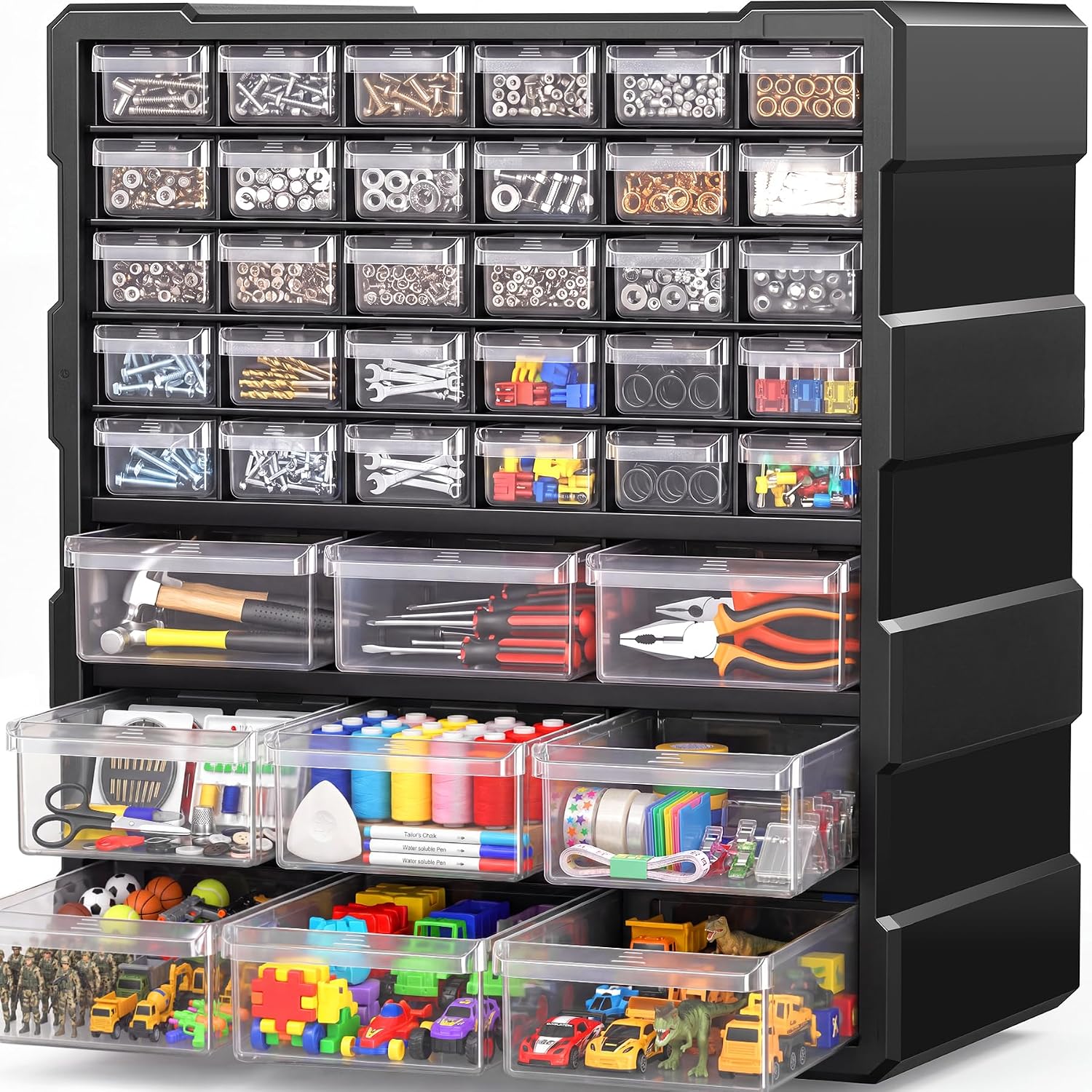 Detalle de SSRTK HW001 Drawer Organizer with Mixed-Size Drawers, Dividers and Labels