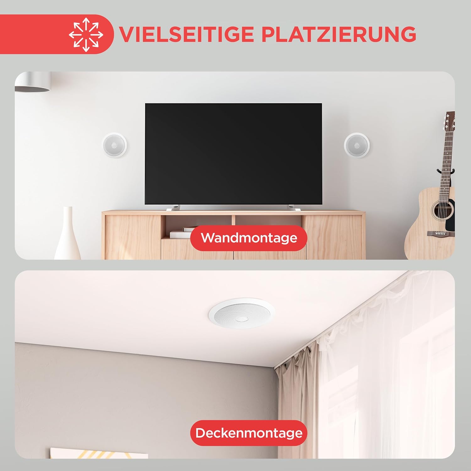 Detalle de Pyle Deckeneinbaulautsprecher 250W – 16,5 cm Deckenlautsprecher, 2-Wege, Weiß
