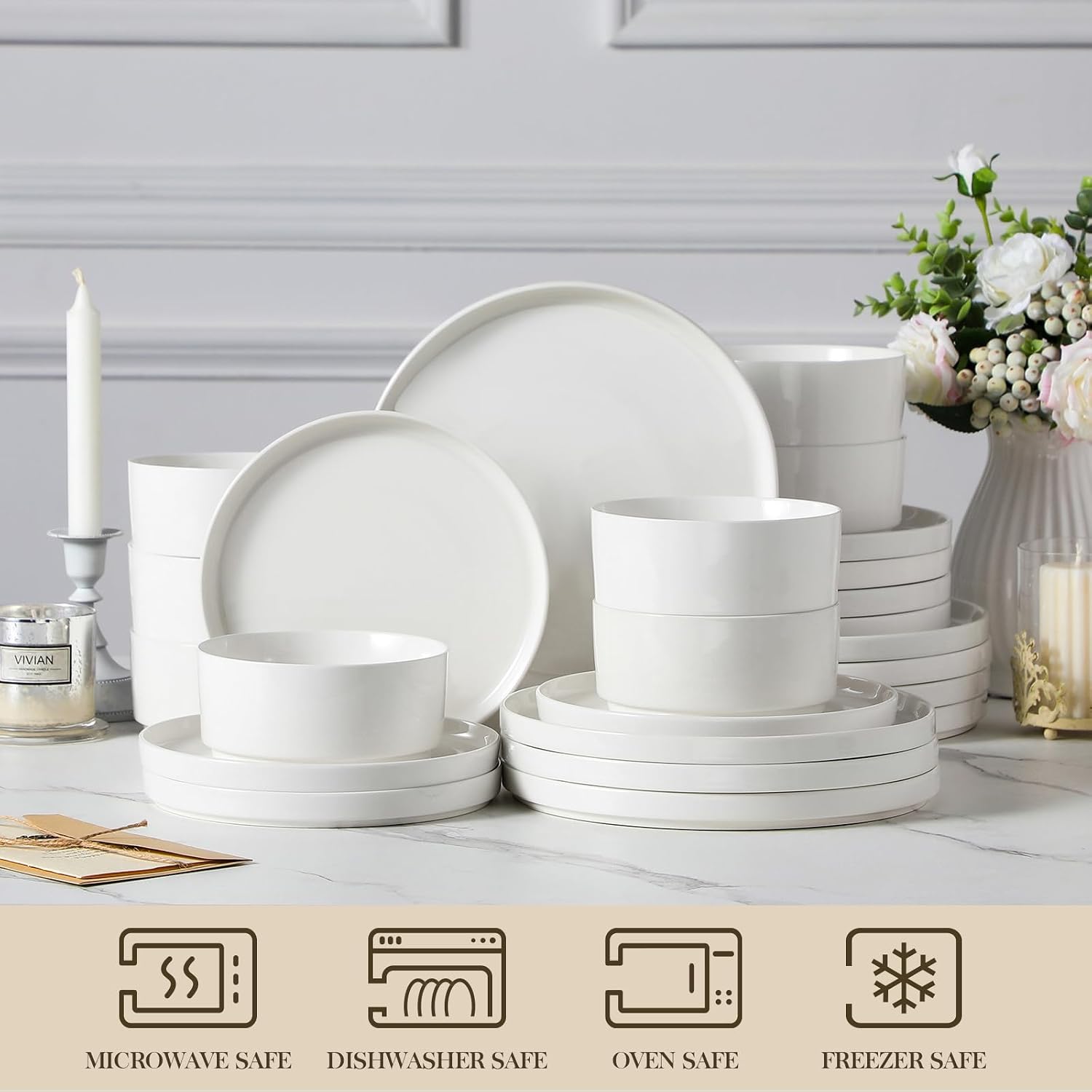 Detalle 2 de MALACASA 24 Porcelain Dinnerware Set 🍽