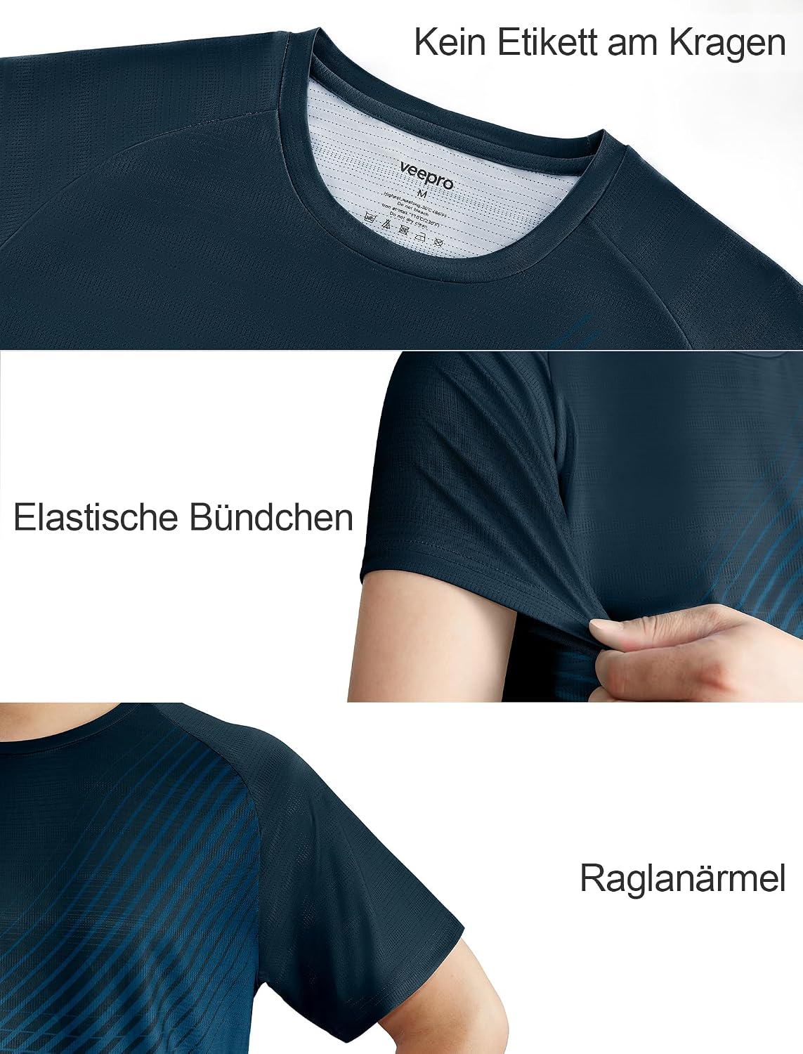 Thumbnail 3 de Veepro Sport T-Shirts Herren – atmungsaktives Trainingsshirt mit Mesh-Struktur
