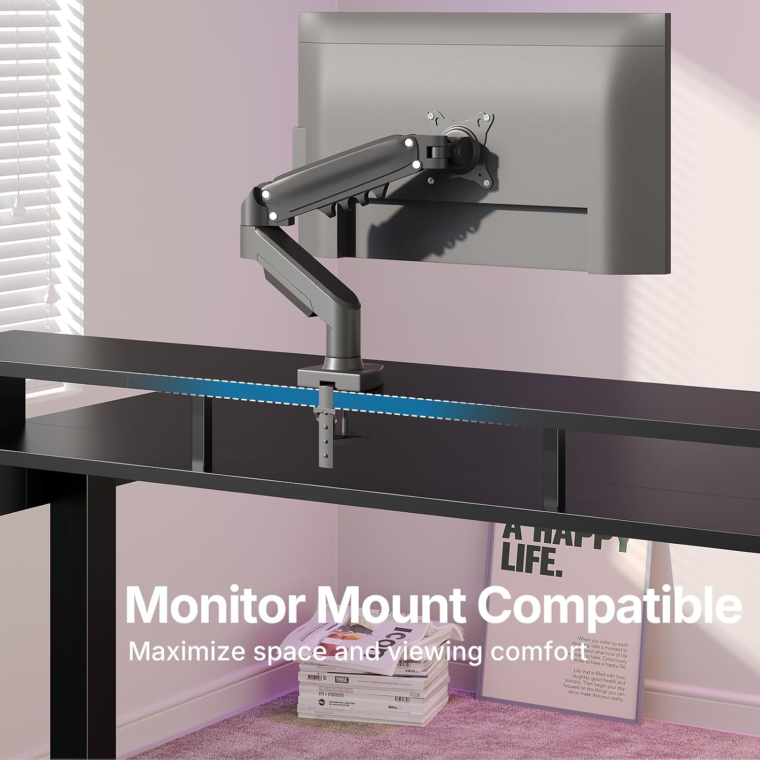 Detalle 2 de HUANUO 63″ x 26″ Electric Standing Desk with Drawers and Keyboard Tray