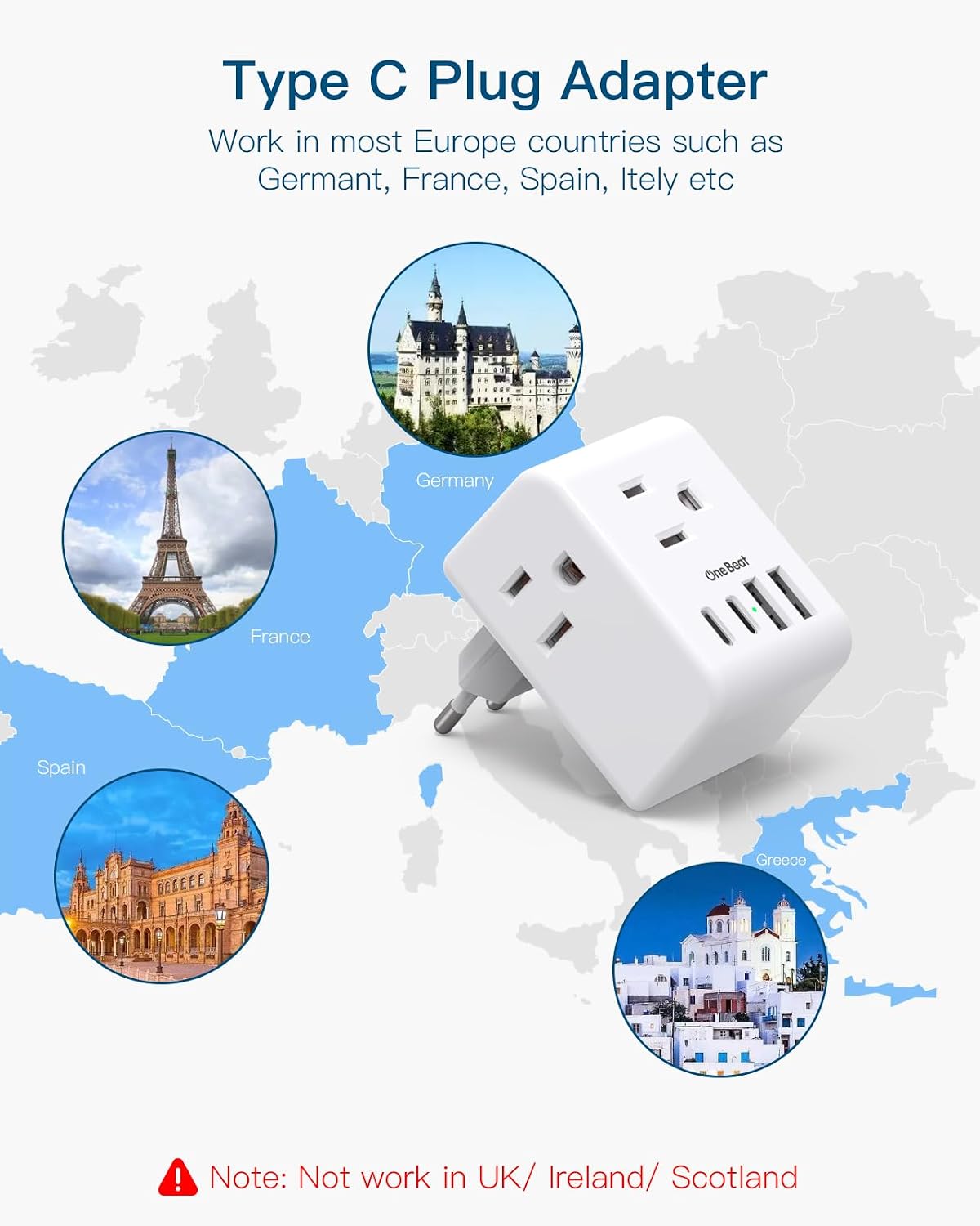 Thumbnail 2 de 2 Pack European Travel Plug Adapter 6-in-1