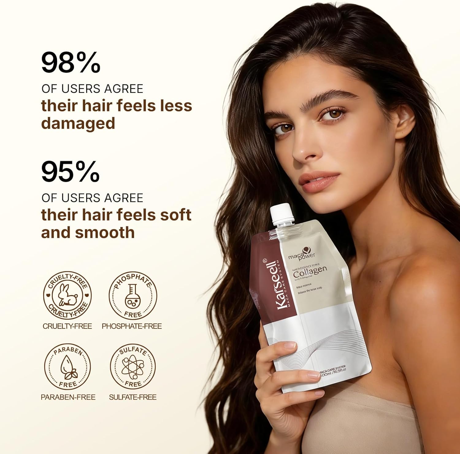 Thumbnail 1 de Karseell Collagen Masque Cheveux 500 ml – masque capillaire Réparation Intense pour cheveux secs et abîmés