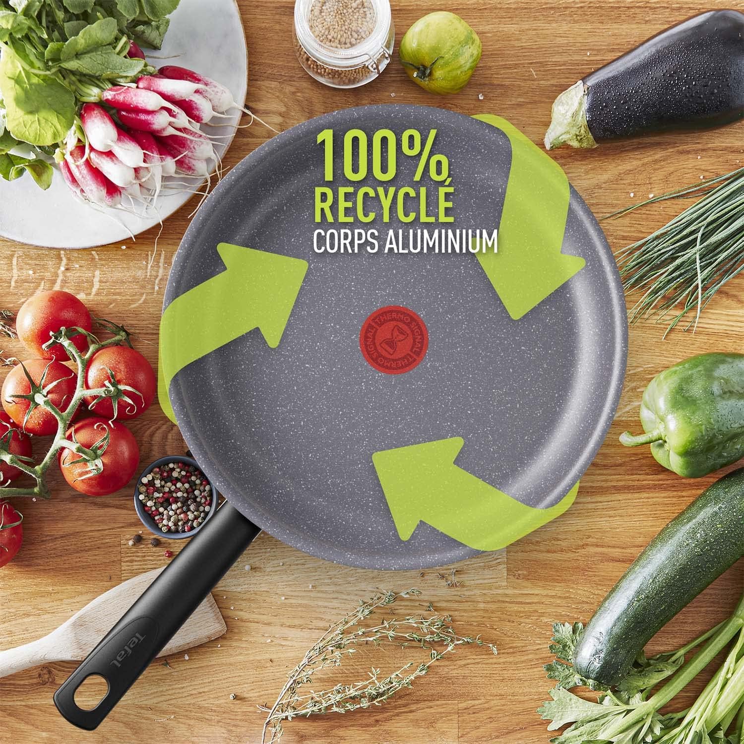 Thumbnail 4 de Tefal Poêle grill 26 cm pour induction Natural On E2444074 – revêtement antiadhésif Minéralia+ avec Thermo-Signal