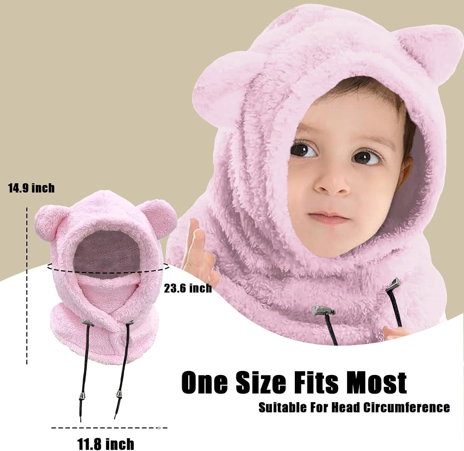Thumbnail 3 de Crazy Bean 2-in-1 Kids Winter Hat and Scarf: Toddler Beanie with Bear Ears
