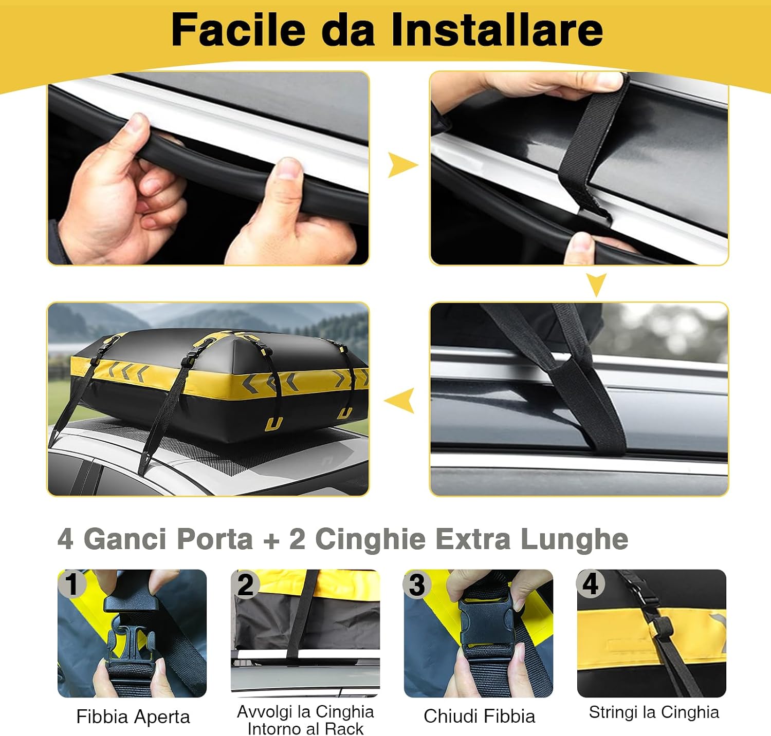 Thumbnail 5 de JOBYNA Borsa da Tetto 425 L: Borsa impermeabile pieghevole con tappetino antiscivolo e accessori per auto