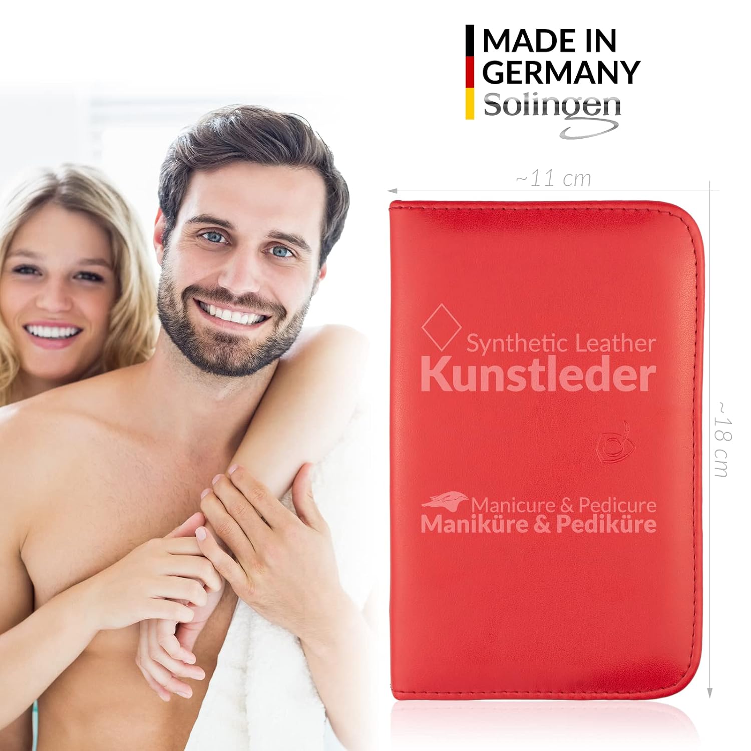 Detalle 2 de Solingen Manikür Set 12-teilig – Nagelset für Damen und Herren im Kunstleder-Etui