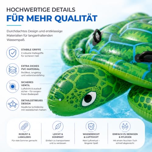 Thumbnail 7 de XXL Schildkröte aufblasbar Schwimmring grün Ø 150 cm – TK Gruppe Timo Klingler