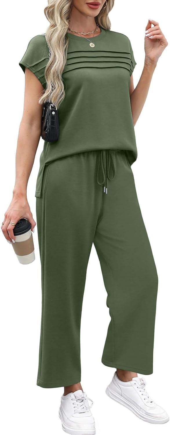 Thumbnail 3 de WIHOLL Two-Piece Women’s Cap Sleeve Lounge Set with Wide-Leg Pants