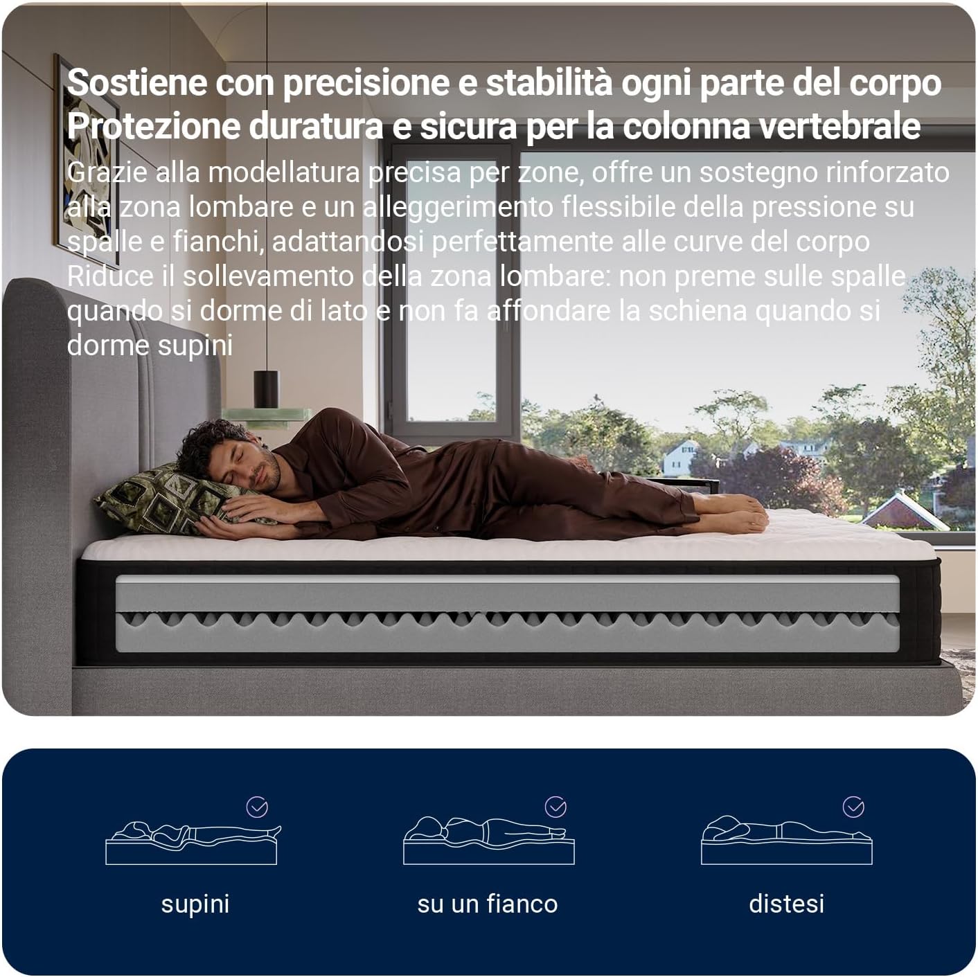 Thumbnail 5 de Avenco Materasso 160x200 in Schiuma di Bambù con Gel Memory Foam – Comfort e Traspirabilità per un Sonno Naturale