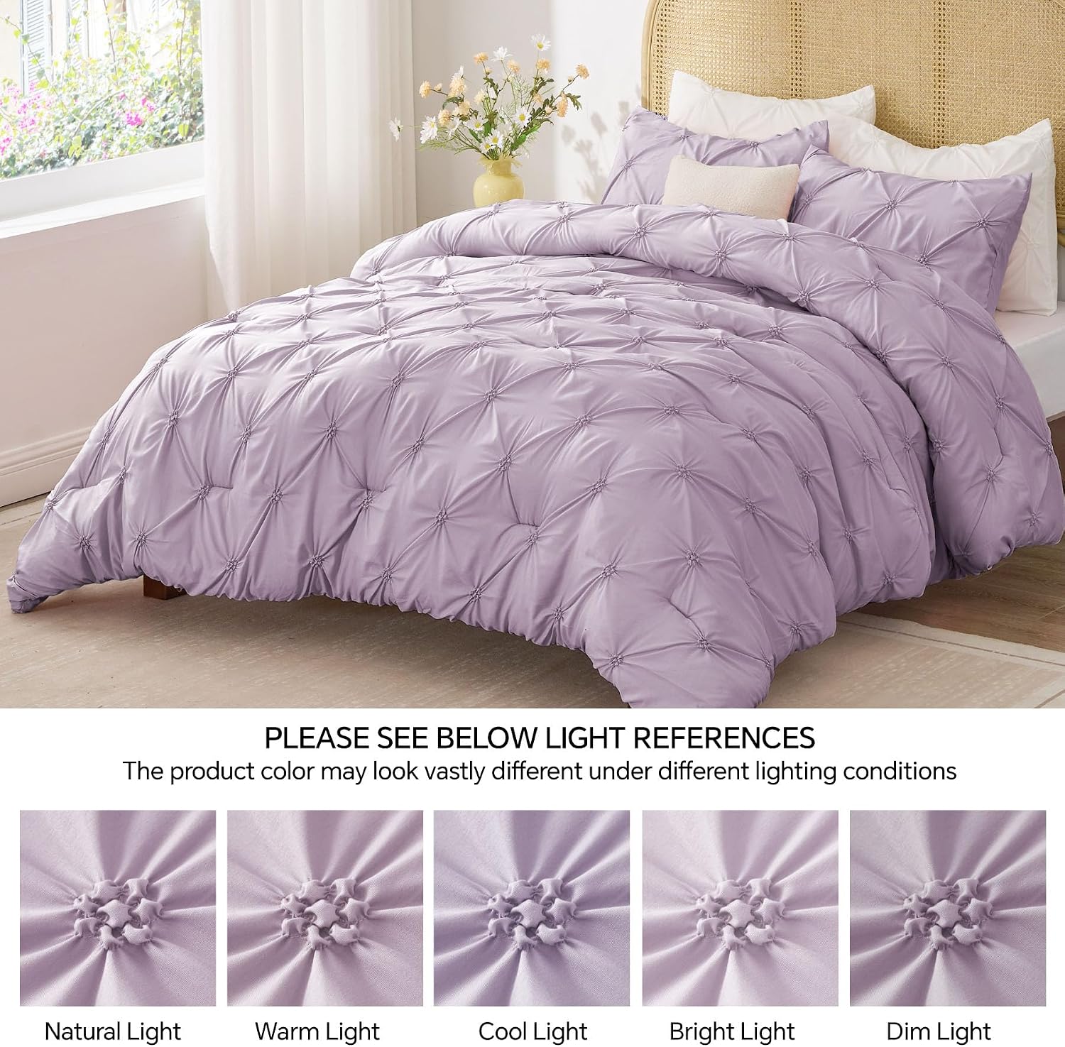 Thumbnail 6 de BEDELITE BECAB2G1 Twin Comforter Set, Purple Boho Pintuck, 2-Piece
