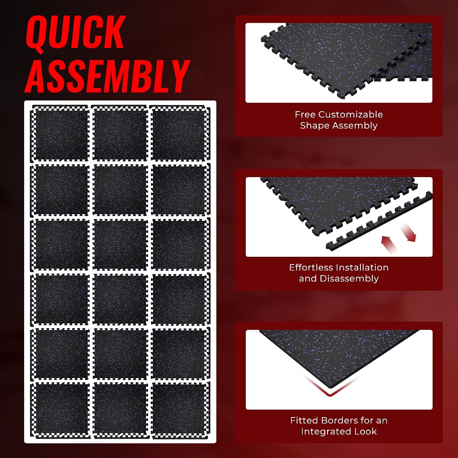 Thumbnail 6 de SUPERJARE 0.79" Extra-Thick Gym Floor Tiles 72 sq ft ๐