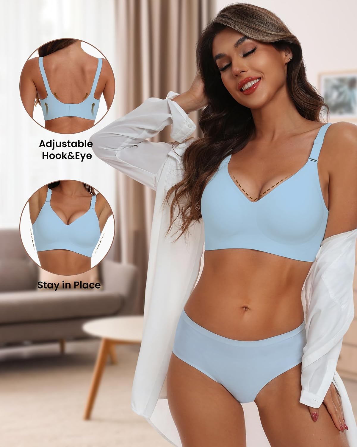 Detalle 2 de HORISUN Seamless Bra, Wireless 4XL support