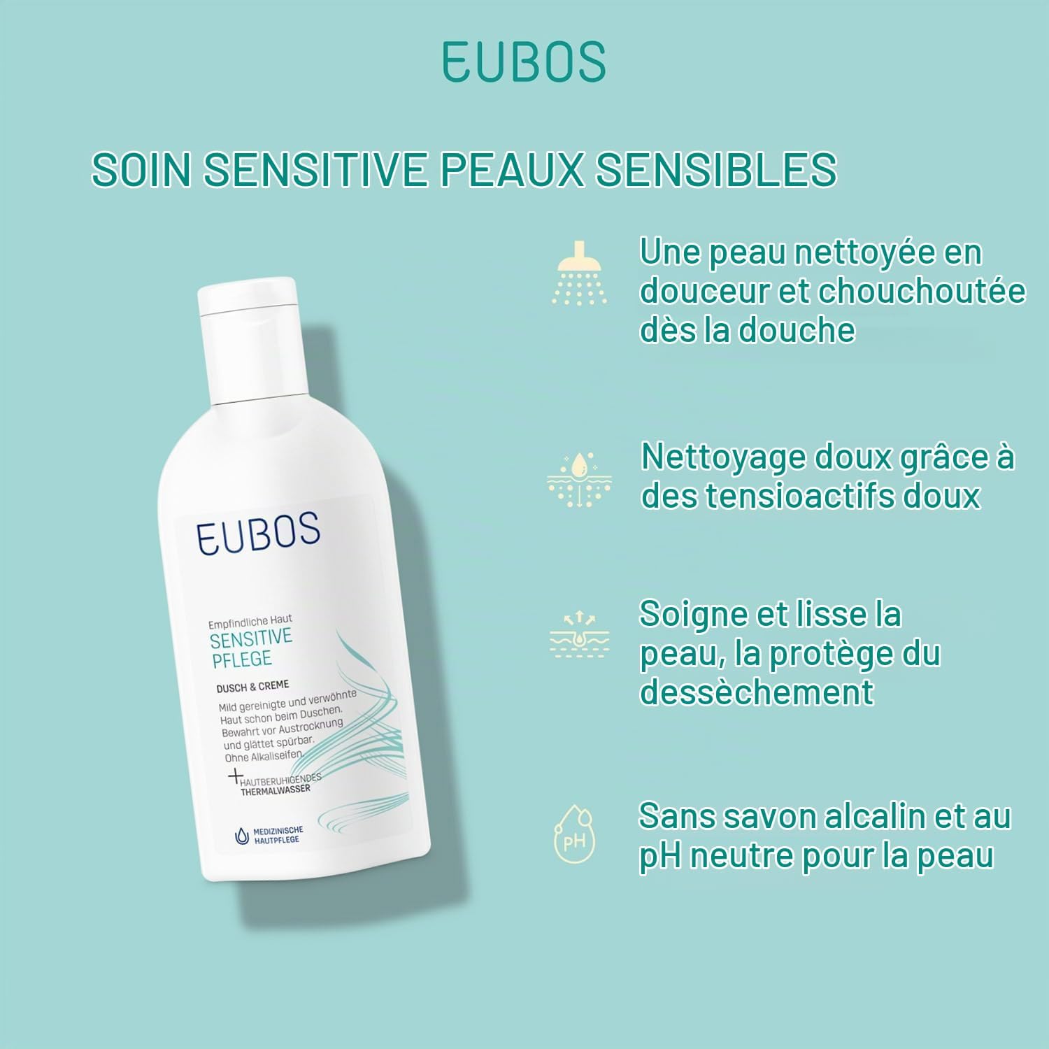 Detalle de EUBOS SENSITIVE Douche & Crème 200 ml voor dagelijkse reiniging