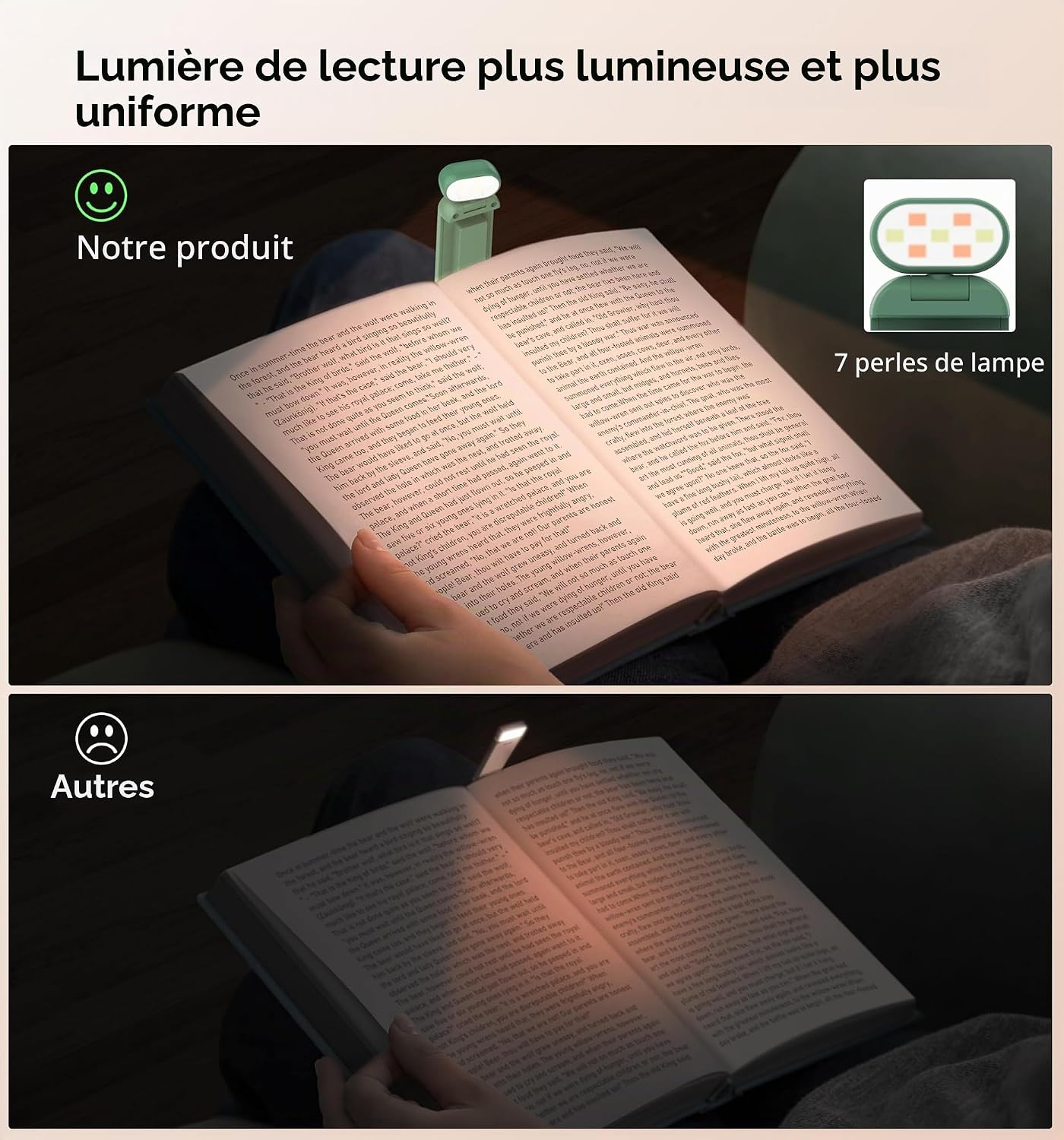 Thumbnail 2 de Gritin oplaadbare leeslamp met clip, 3 lichtkleuren en 5 helderheidsniveaus
