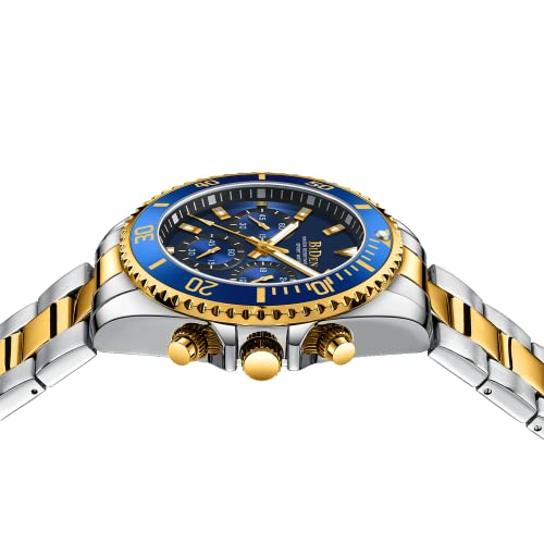 Detalle 2 de BIDEN Reloj de Pulsera para Hombre con Cronógrafo - Acero Inoxidable, Oro Azul B