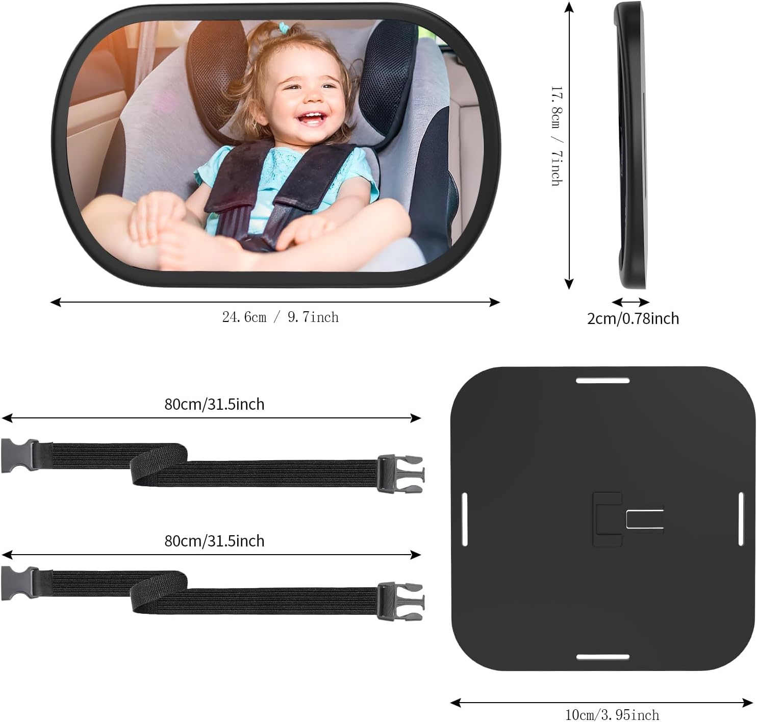 Thumbnail 6 de BOEYOS Baby Car Mirror 2-Pack, Wide View with 360° Rotation