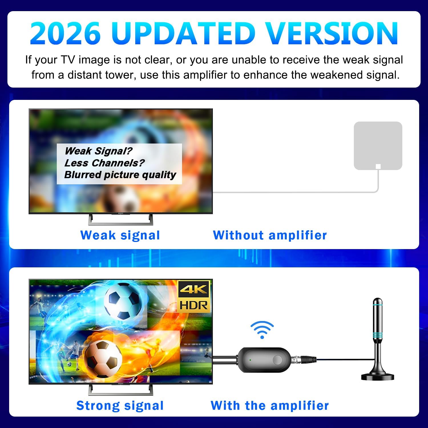 Thumbnail 5 de TV Aerial Booster Amplifier for Freeview HD – High Gain USB-Powered Indoor Signal Booster