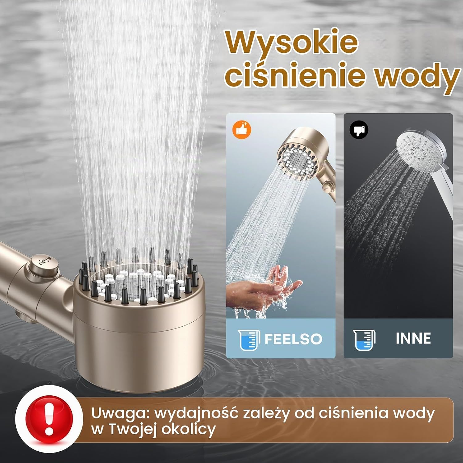 Thumbnail 2 de FEELSO DY5 złota słuchawka prysznicowa z filtrem 15-warstwowym i 4 strumieniami
