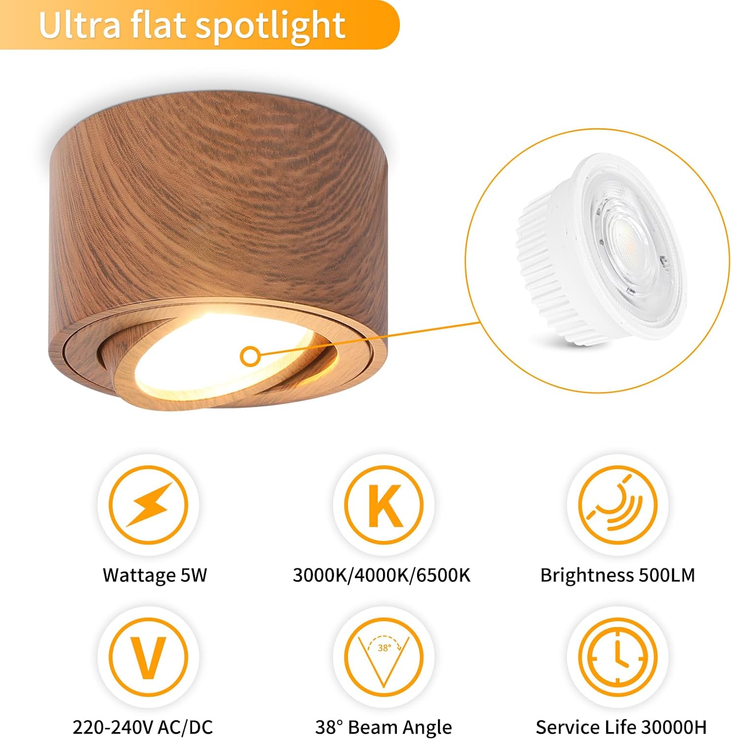 Detalle 2 de GeyouLux LED Aufbauspot 80 x 50 mm dimmbar