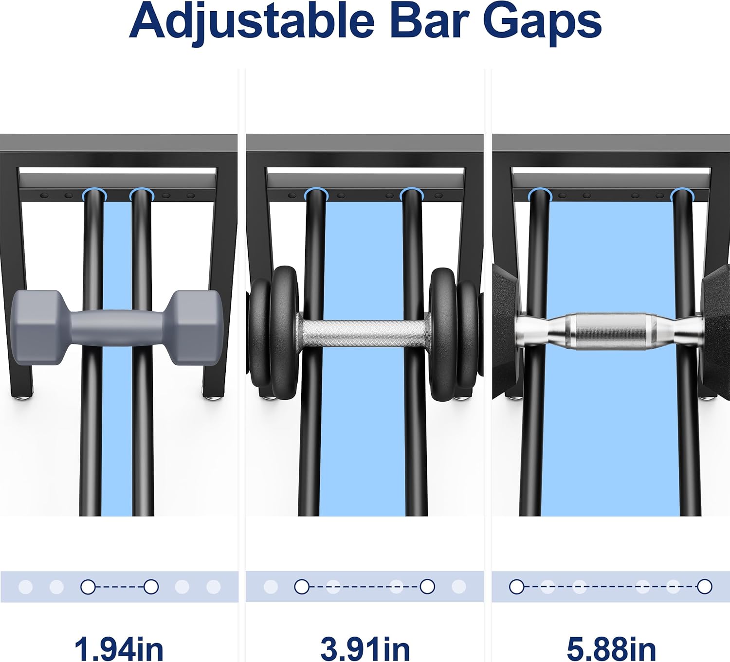 Detalle 2 de 2-Tier Adjustable Dumbbell Rack (19 inch) 250LB capacity weight rack – rack only