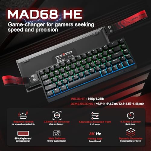 Thumbnail 1 de YUNZII x MADLIONS MAD68 HE 60% Teclado Gaming Magnético con Rapid Trigger 8000Hz y Switch de Efecto Hall
