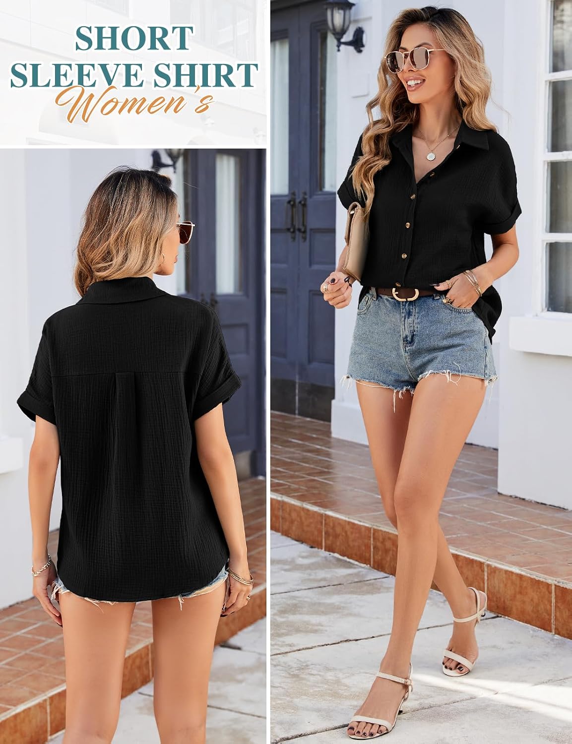 Thumbnail 3 de heekpek Musselin Bluse Damen – luftige Sommerbluse mit V-Ausschnitt, 100% Baumwolle
