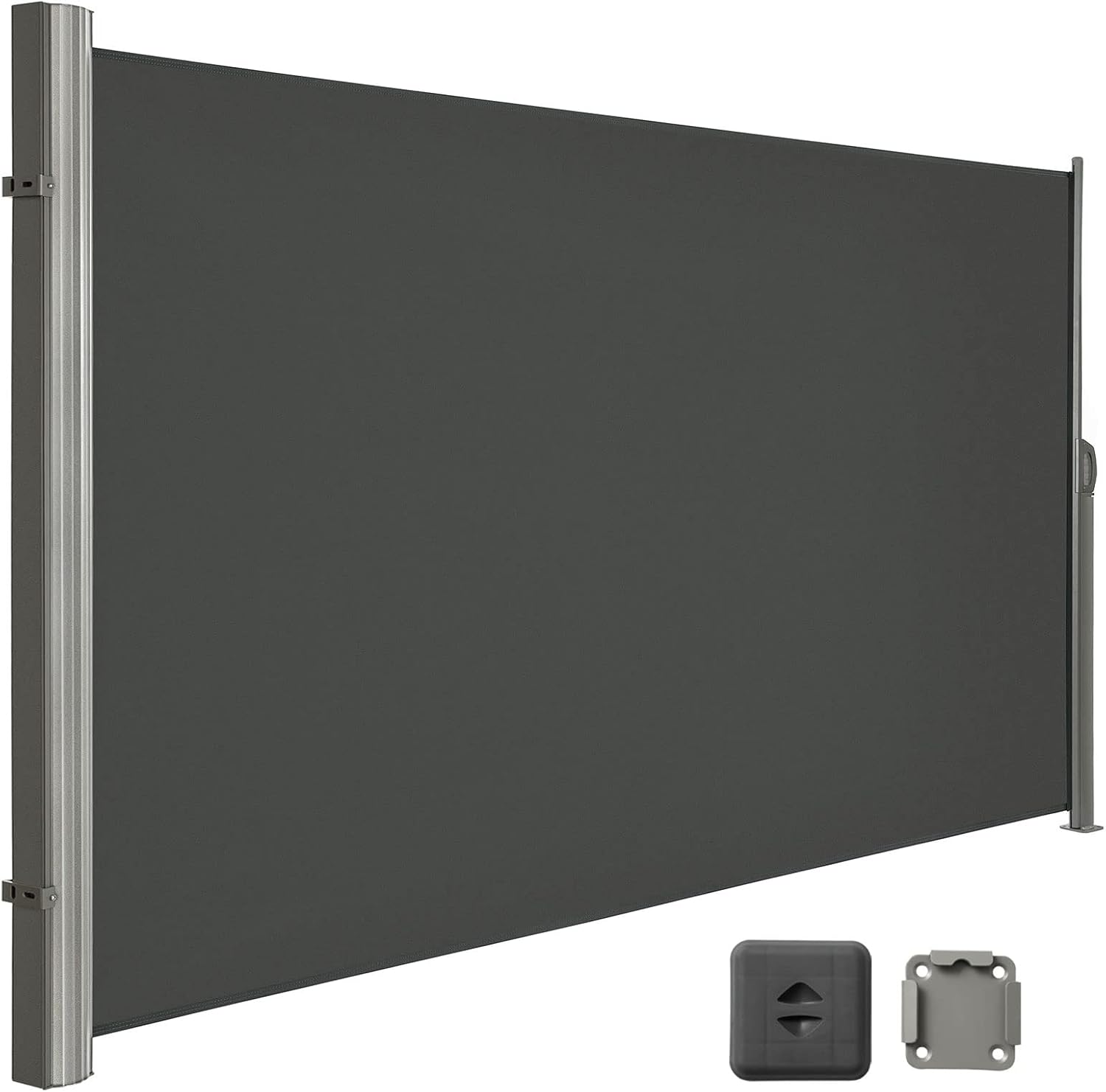 LARMNEE ausziehbare Alu-Seitenmarkise 180 x 300 cm (Anthrazit) – Sicht- und Sonnenschutz für Balkon & Terrasse