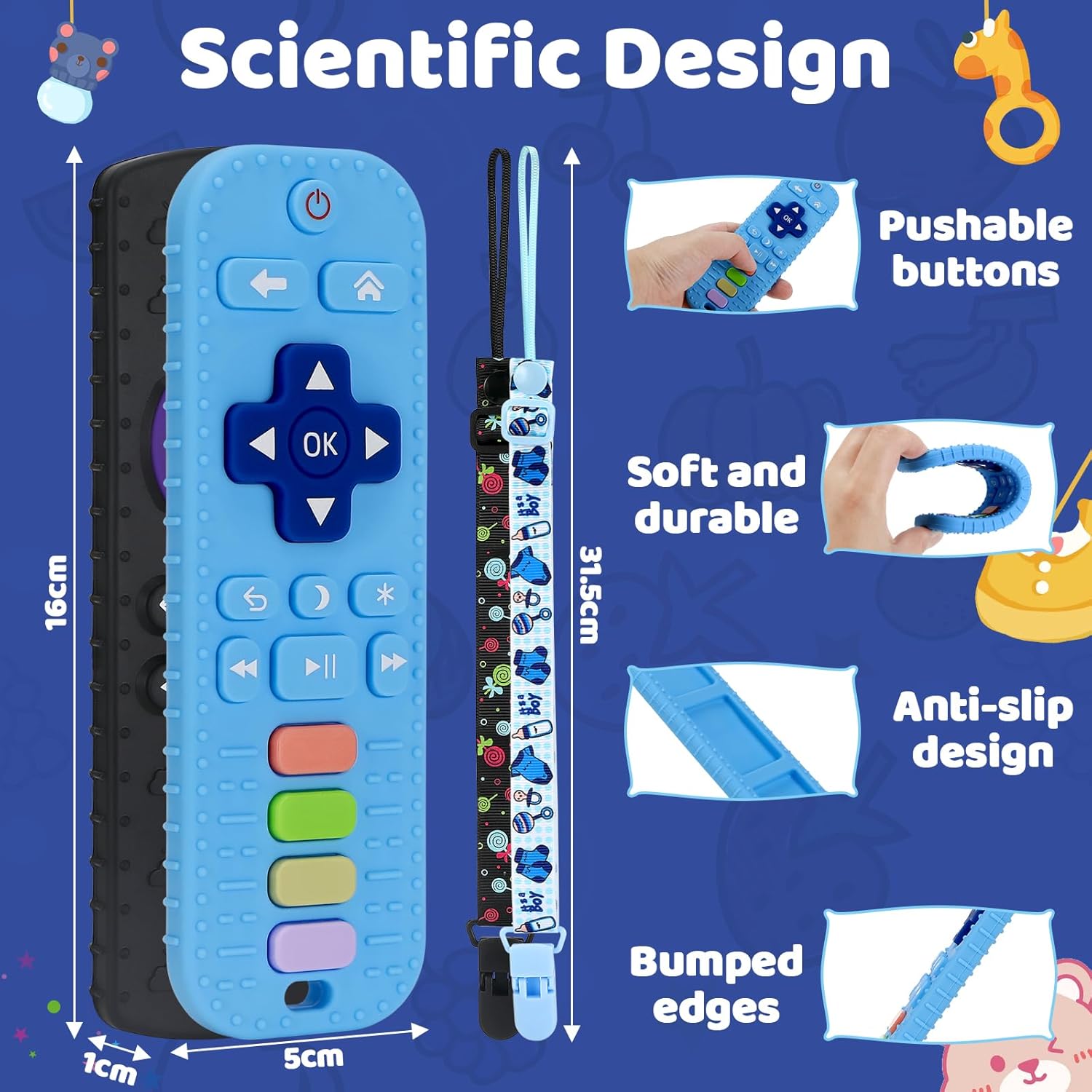 Thumbnail 1 de Zikenis Massaggia-gengive per neonati 2 pezzi, giocattolo telecomando per dentizione 0–12+ mesi (senza BPA)